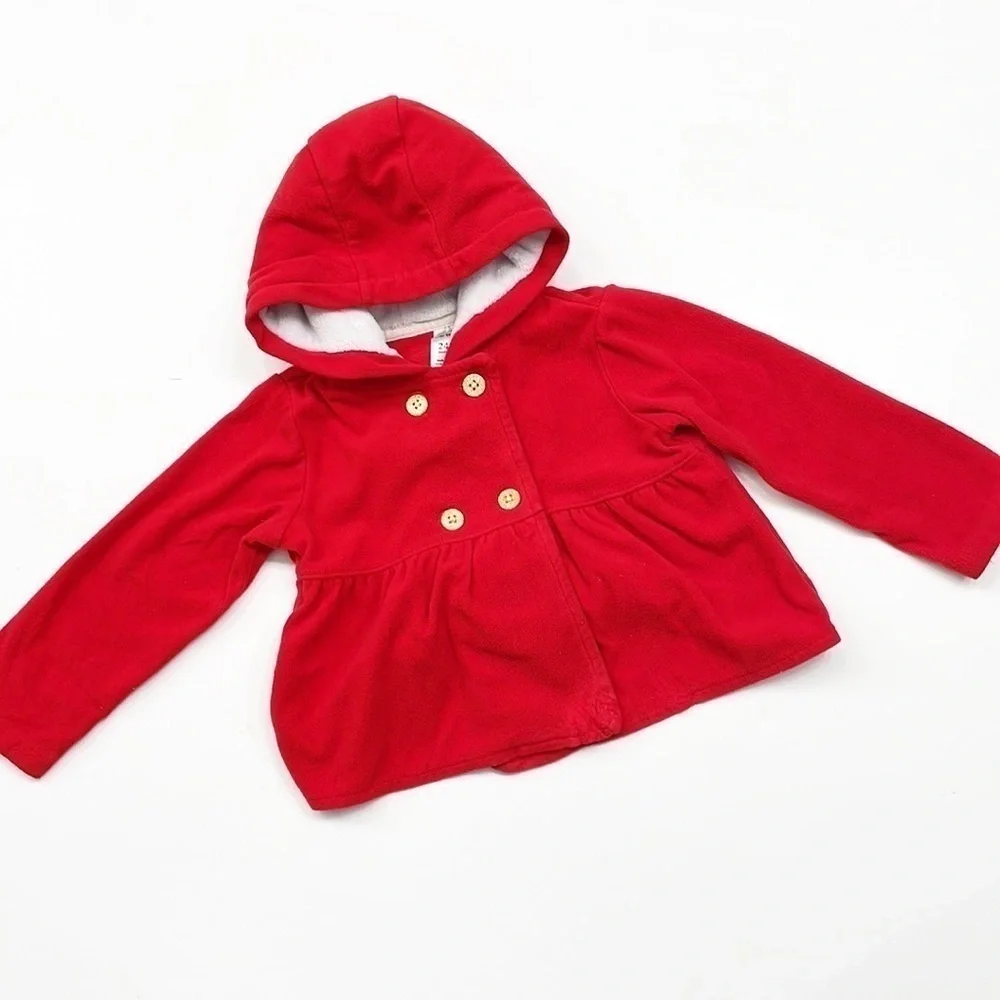 Carter's baby girls red fleece jacket with hood